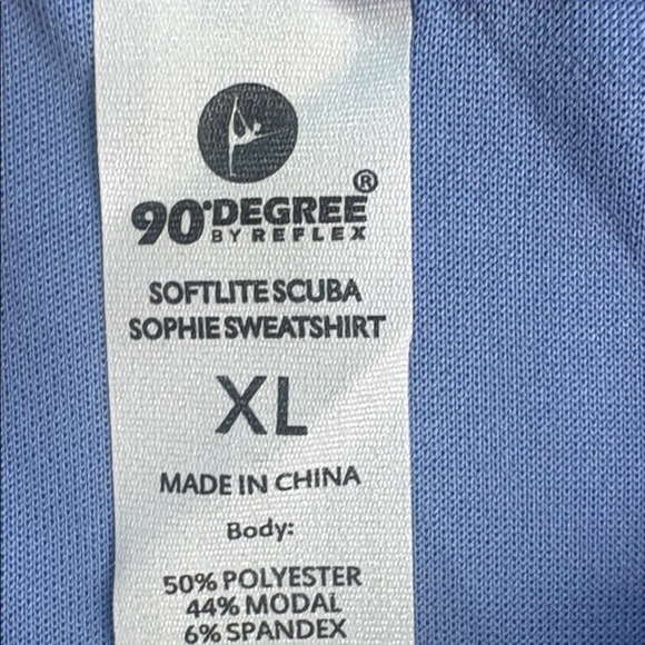 90 Degree by Reflex Softlite Scuba Sophie Crewneck Pullover Sweatshirt Blue XL - Picture 8 of 8